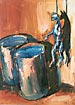 Ob�en� ko�ka se dv�ma barely, olej na pl�tn�, 2003, 200x140 cm